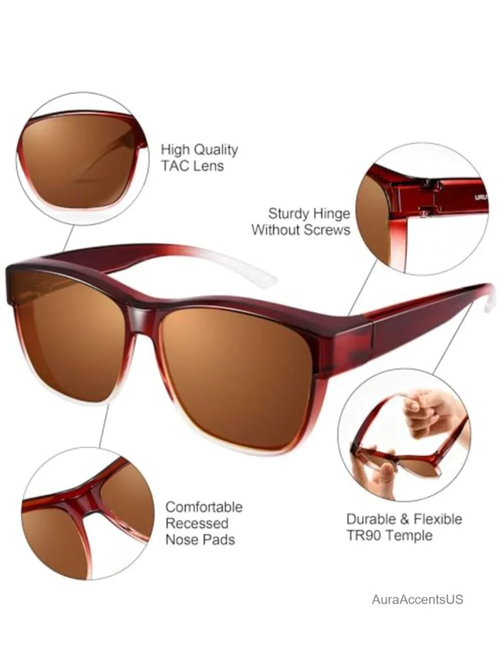 Polarized Fit Over Sunglasses Square UV400 Protection Unisex